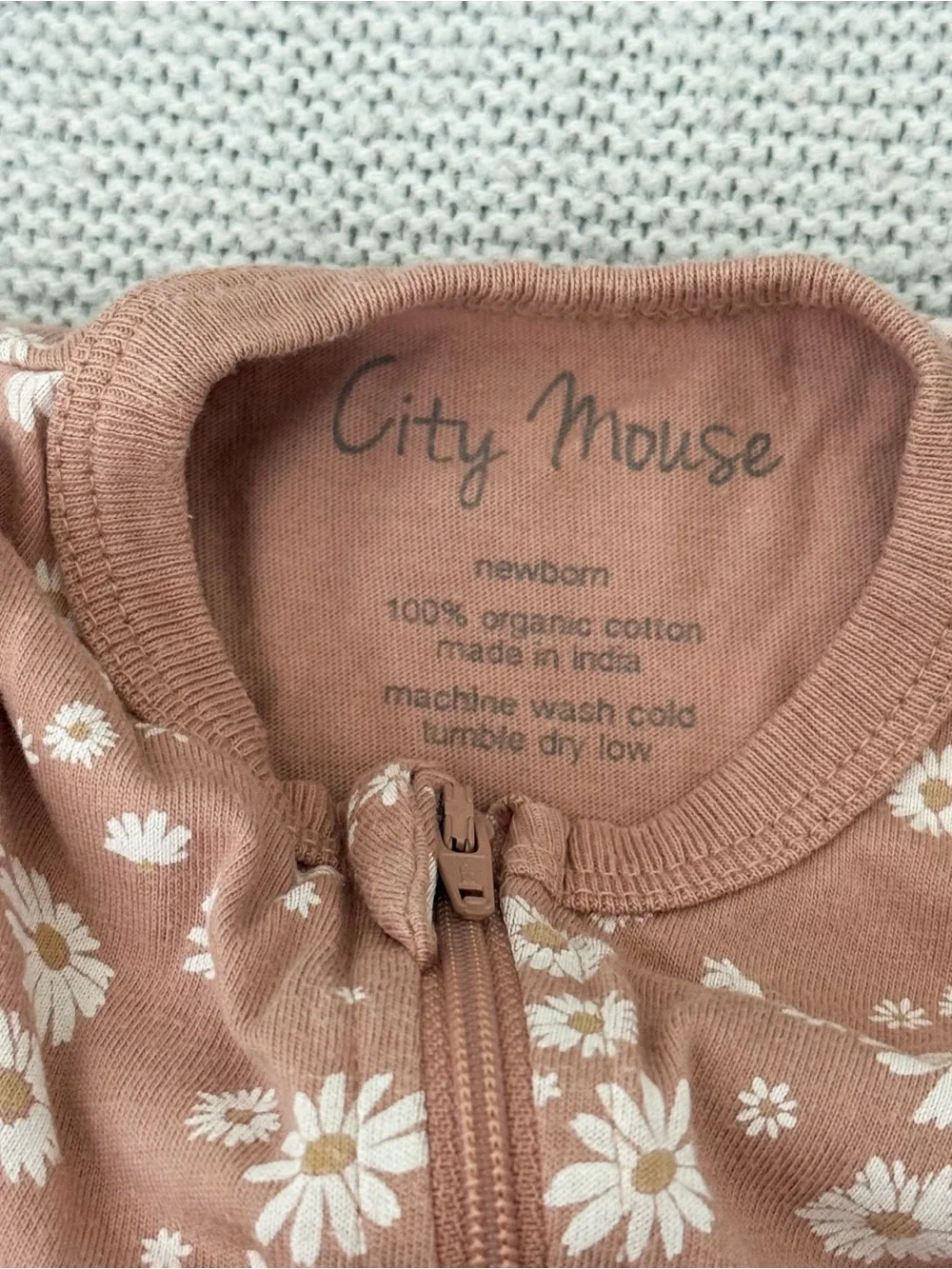 Caden Lane City Mouse Floral Footie Set Newborn 0-3M Groovy Mauve Daisy Boho
